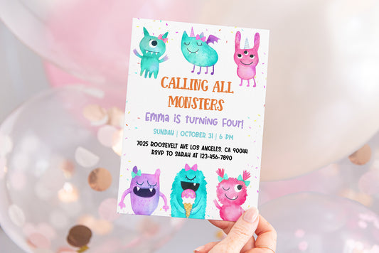 Girl Monster Birthday Invite