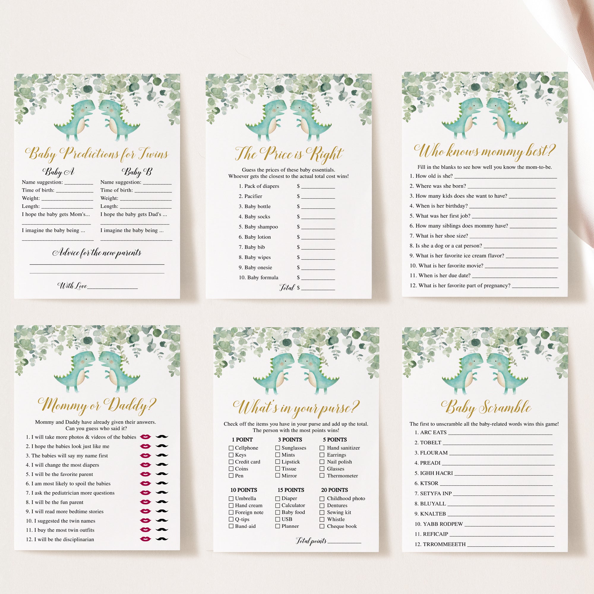 14 Twin Trex Baby Shower Games