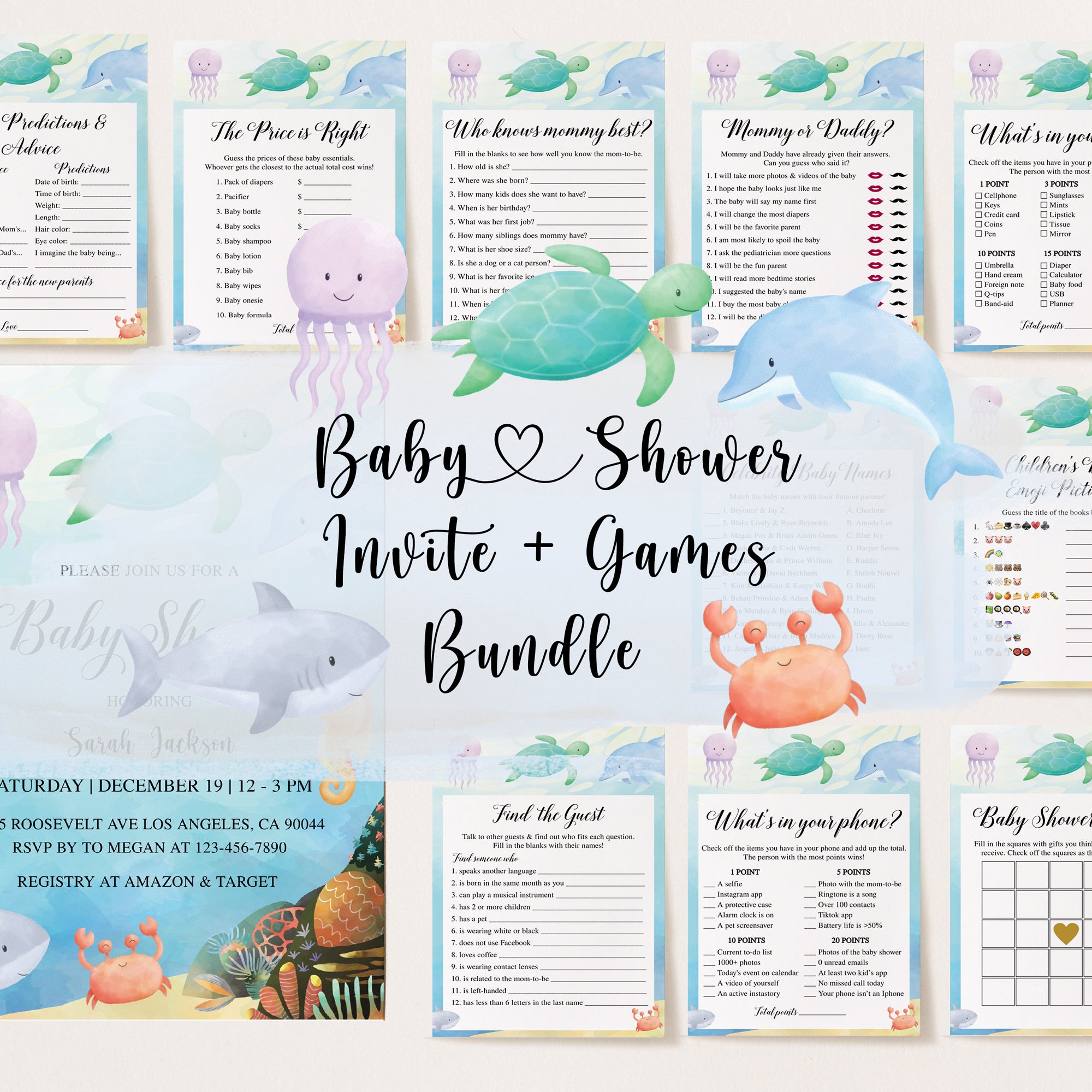 Under the Sea Baby Shower Invite & Games