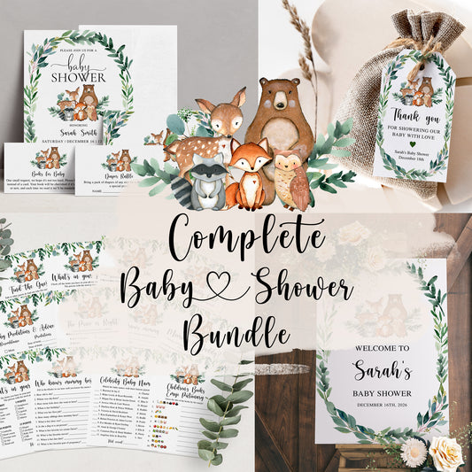 Complete Woodland Animals Baby Shower Bundle