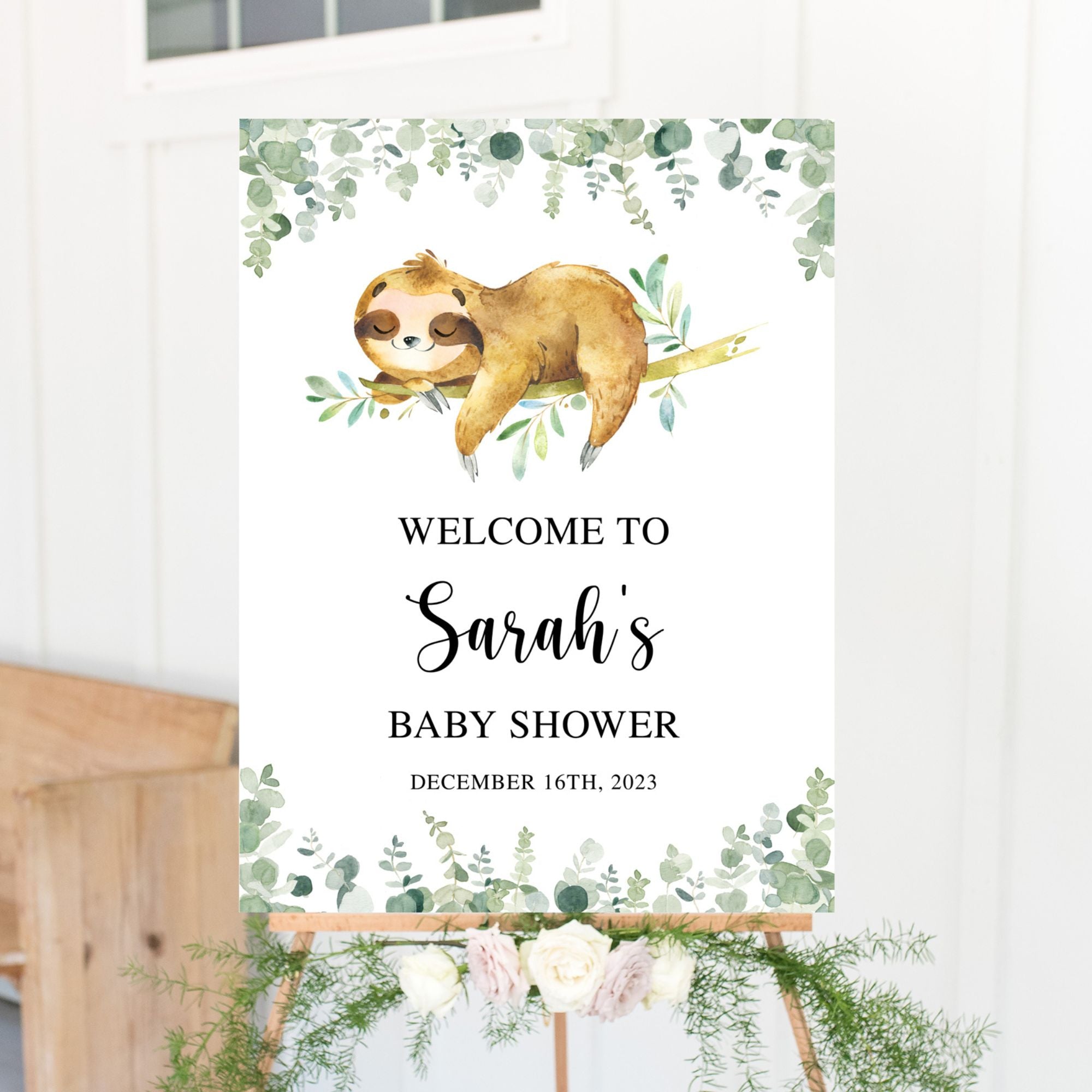 Sloth Baby Shower Welcome Sign