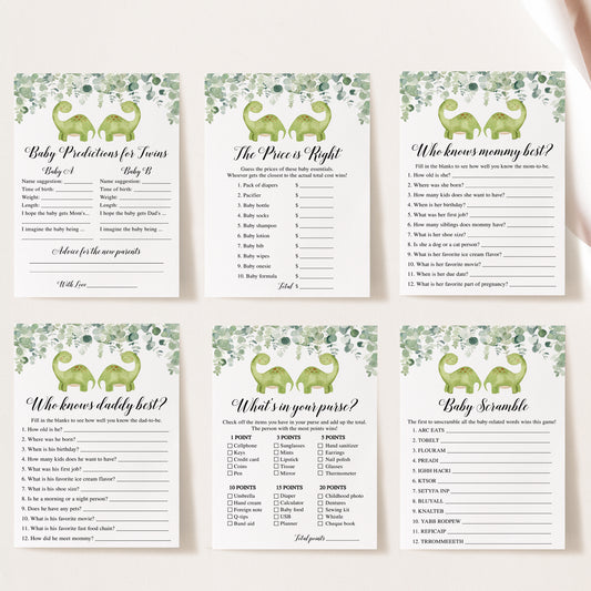 14 Twin Dinosaurs Baby Shower Games