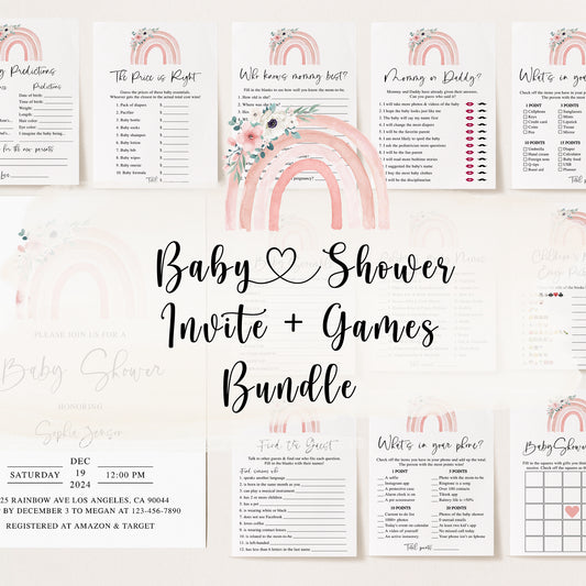 Rainbow Baby Shower Invite & Games