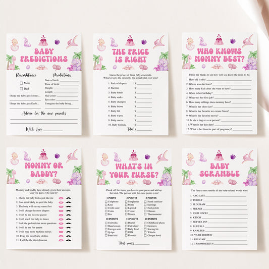 14 Girl Dinosaurs Baby Shower Games