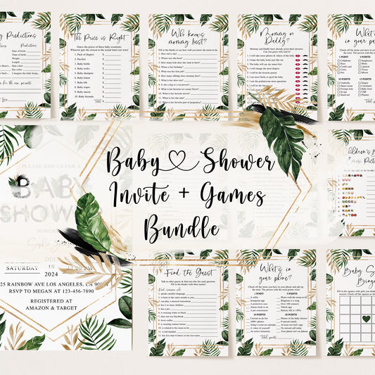 Tropical Baby Shower Invite & Games