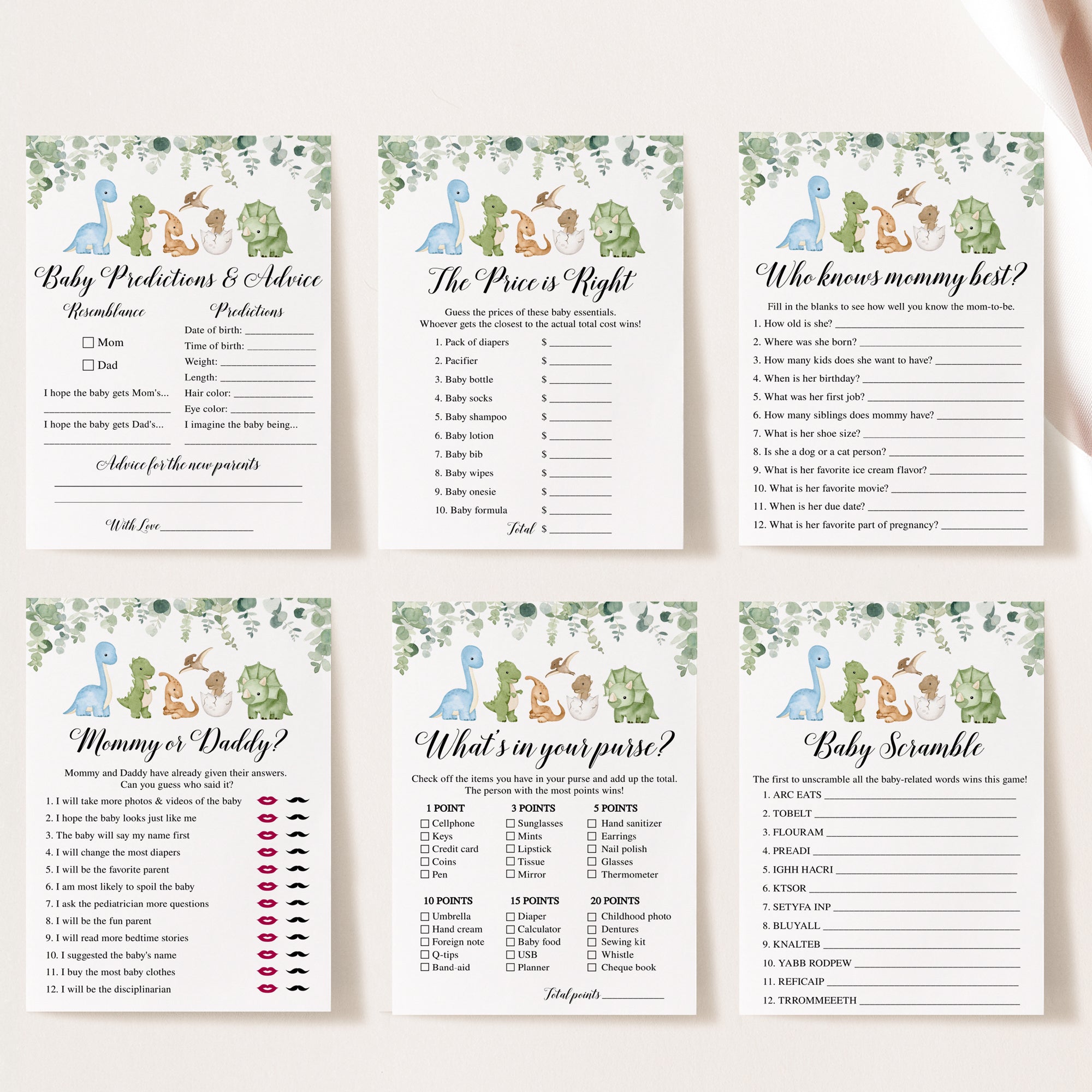 14 Cute Dinosaurs Baby Shower Games