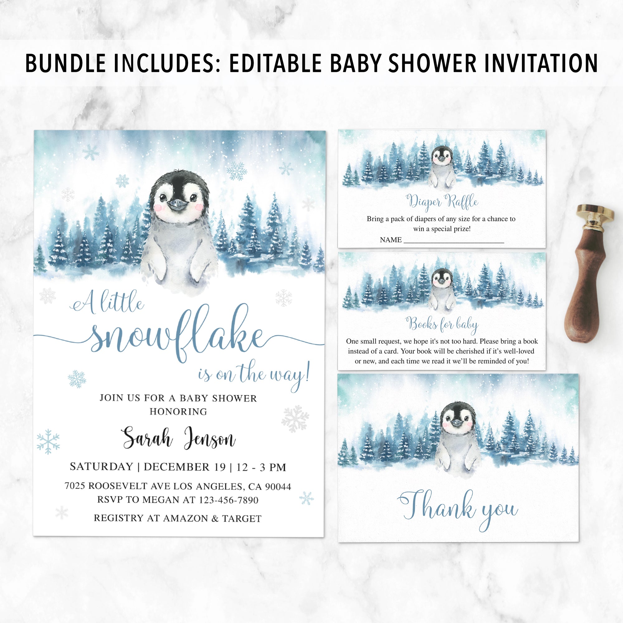 Complete Penguin Baby Shower Bundle