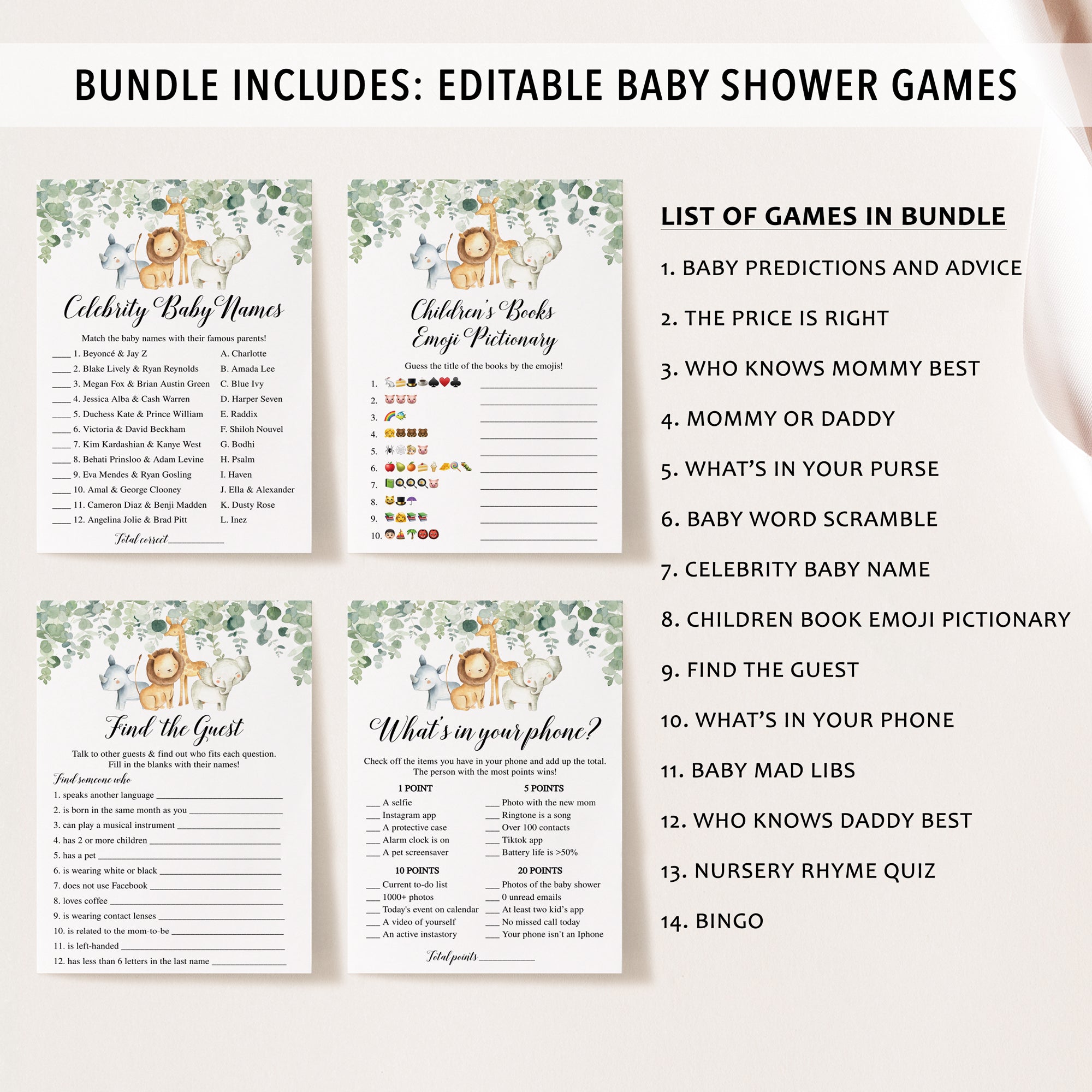 14 Safari Baby Shower Games