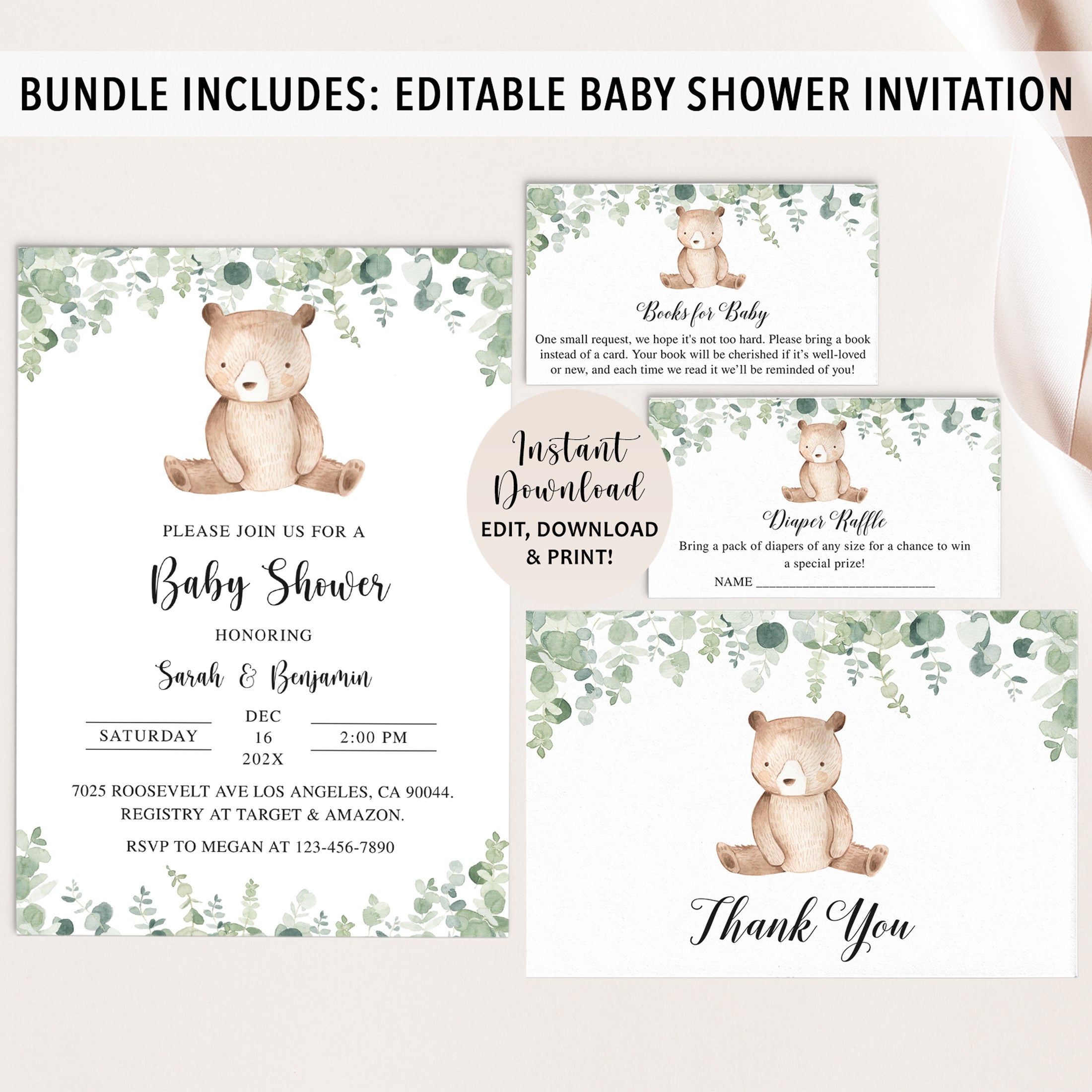 Bear Baby Shower Invite & Games