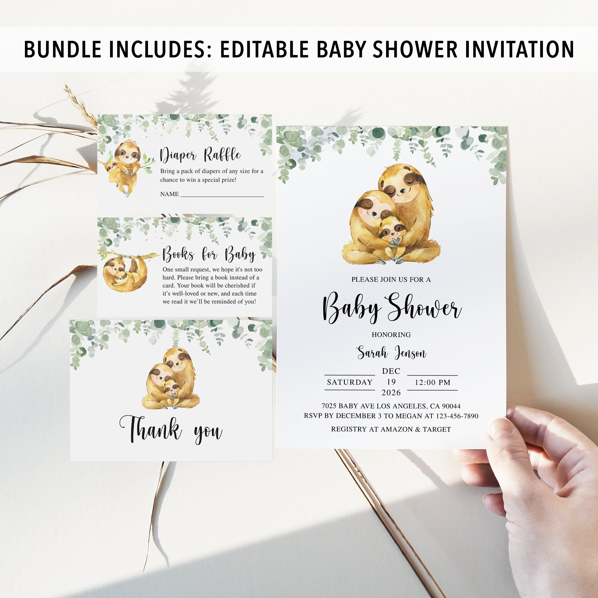 Complete Sloth Family Shower Bundle