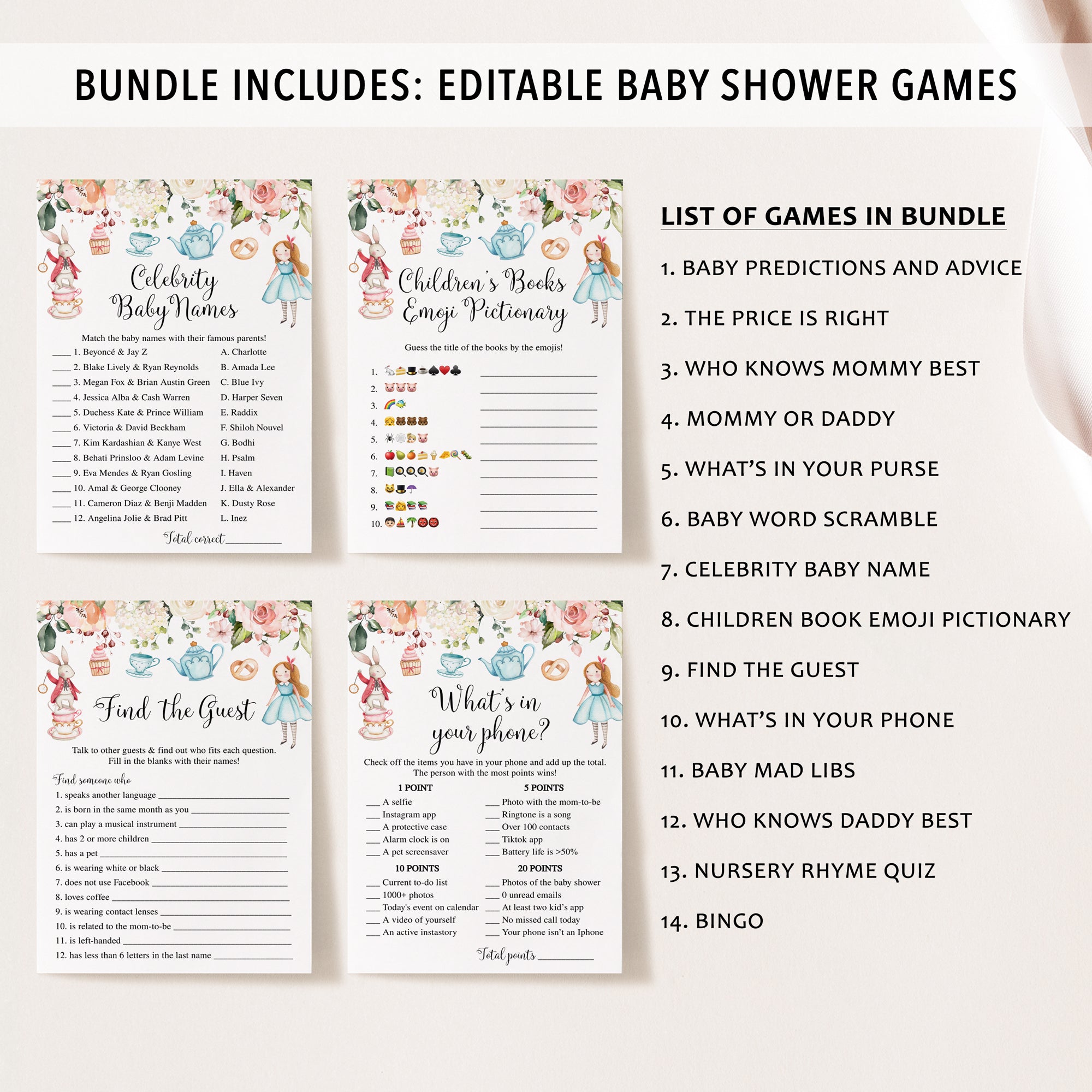 14 Alice in Wonderland Baby Shower Games