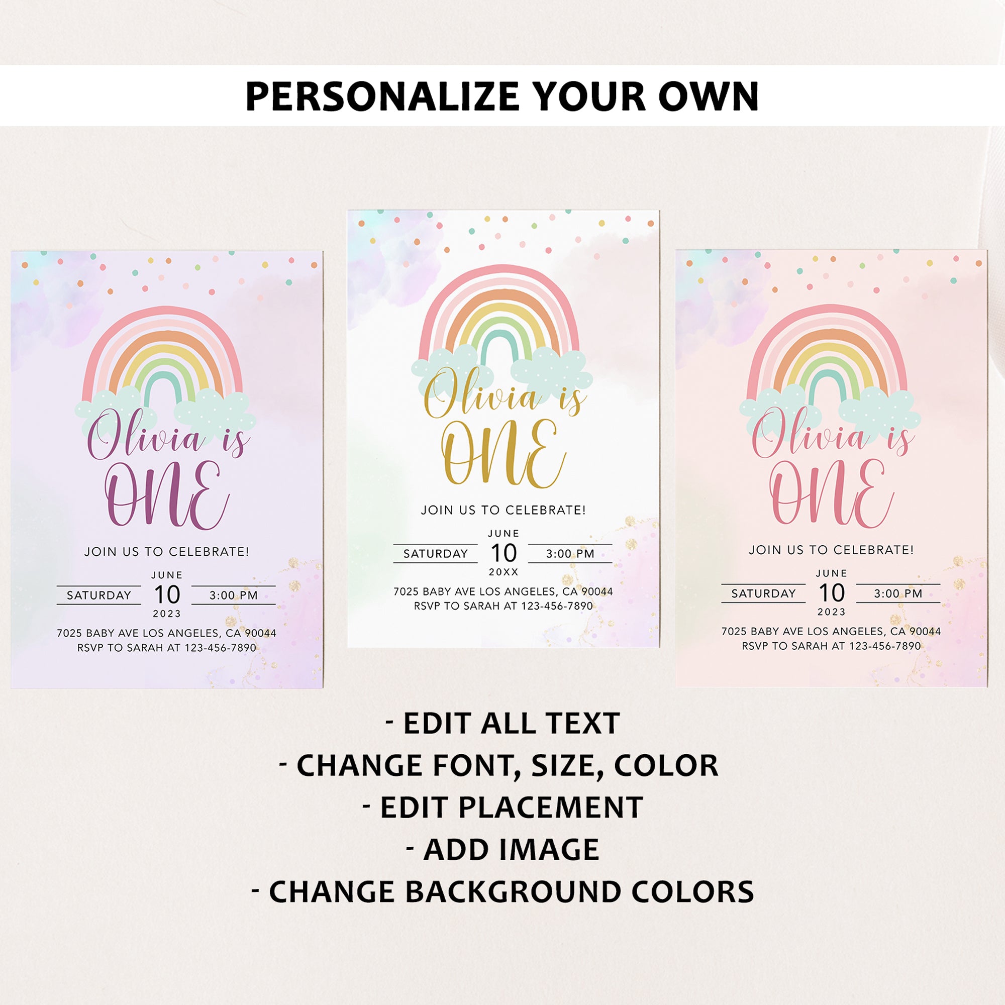 Rainbow Birthday Invite