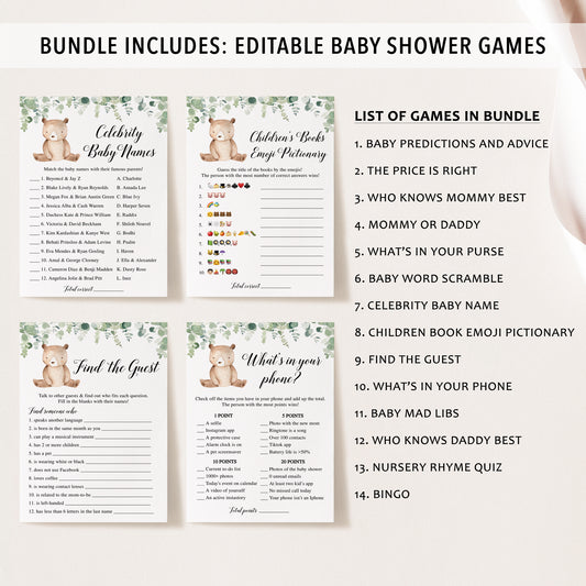 14 Bear Baby Shower Games