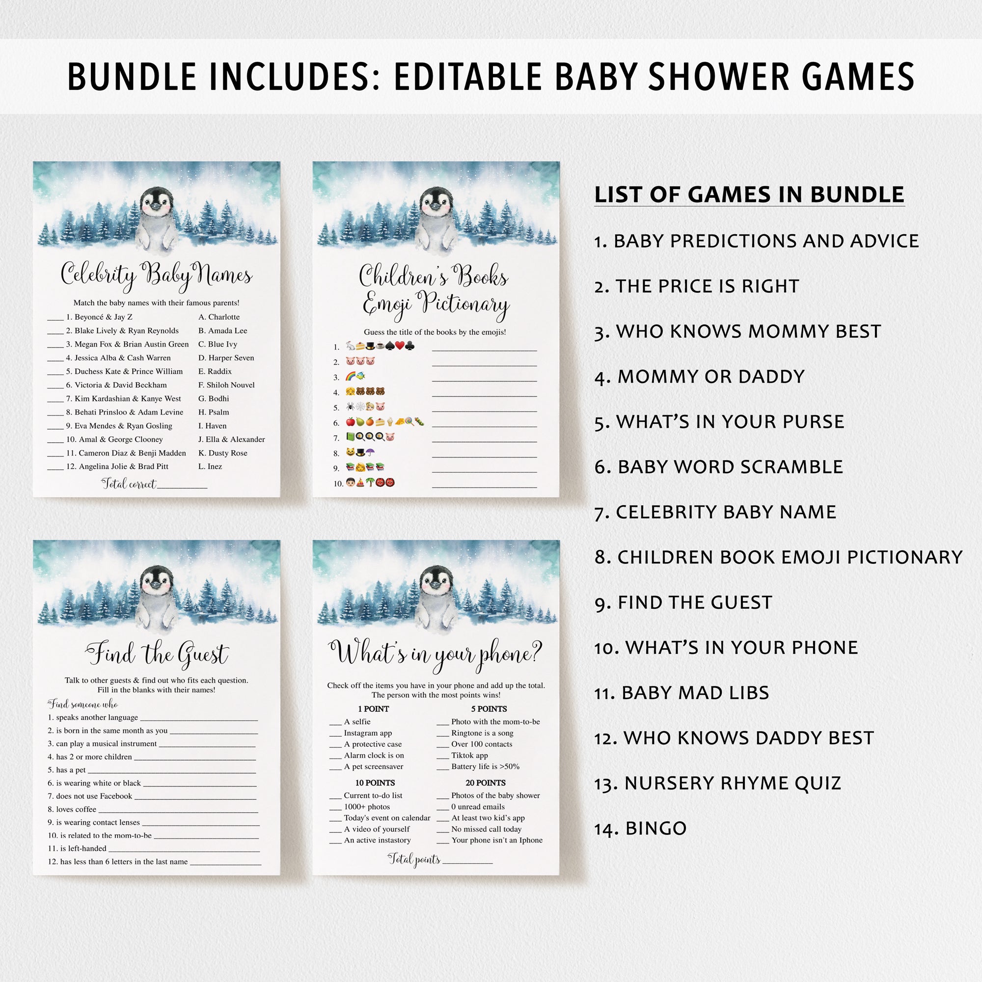 14 Penguin Baby Shower Games