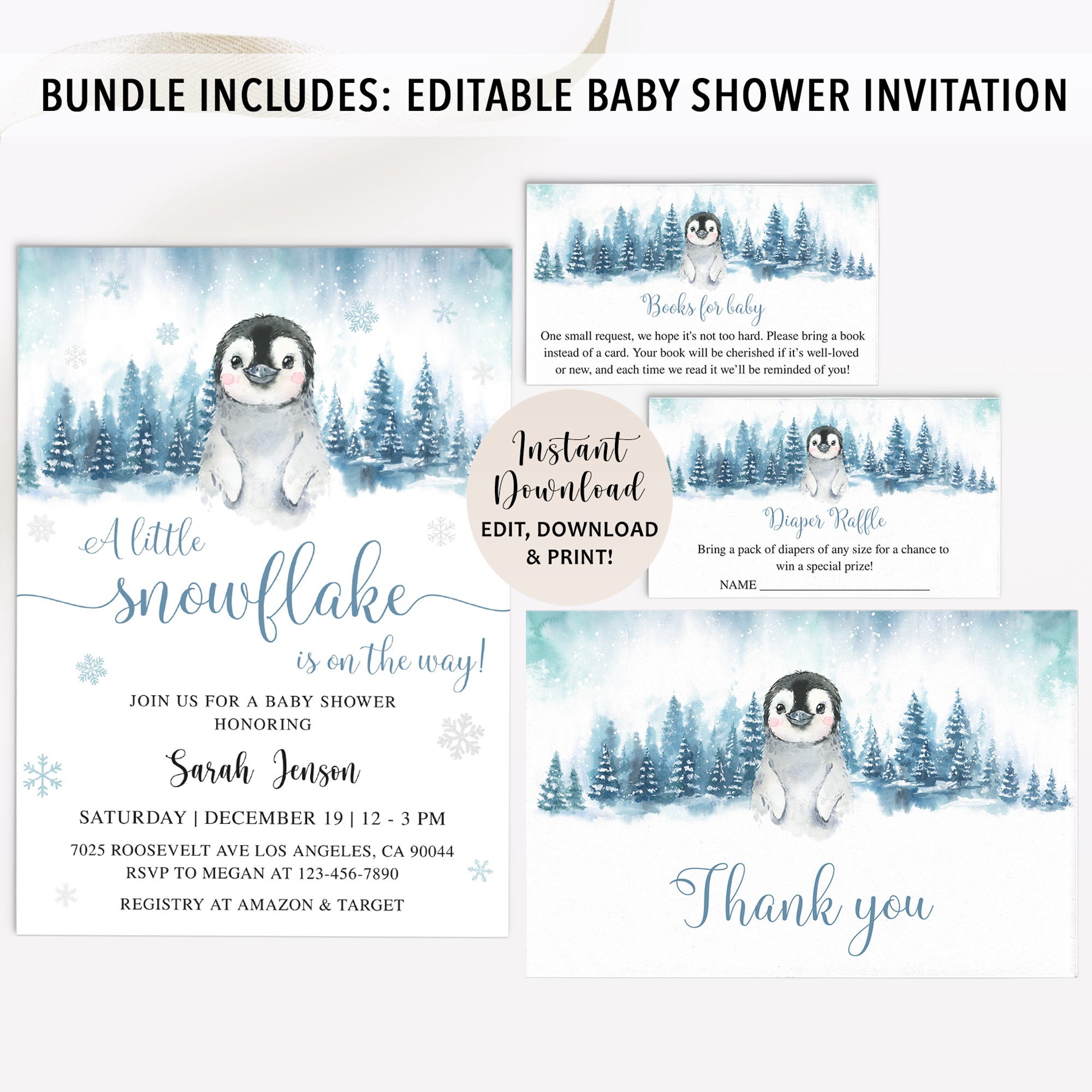 Penguin Baby Shower Invite & Games