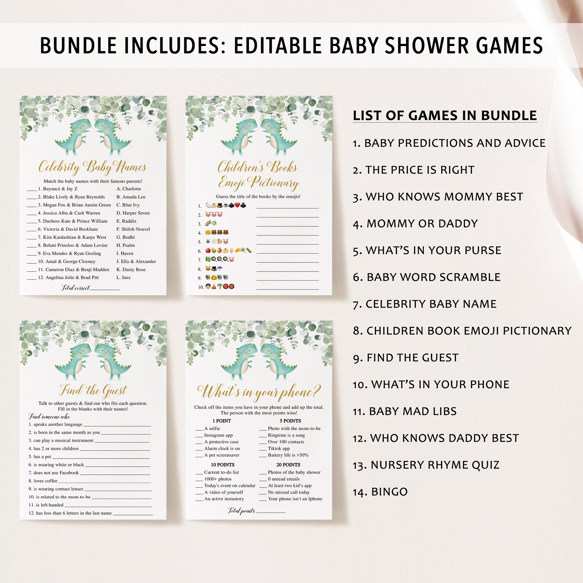 14 Twin Trex Baby Shower Games