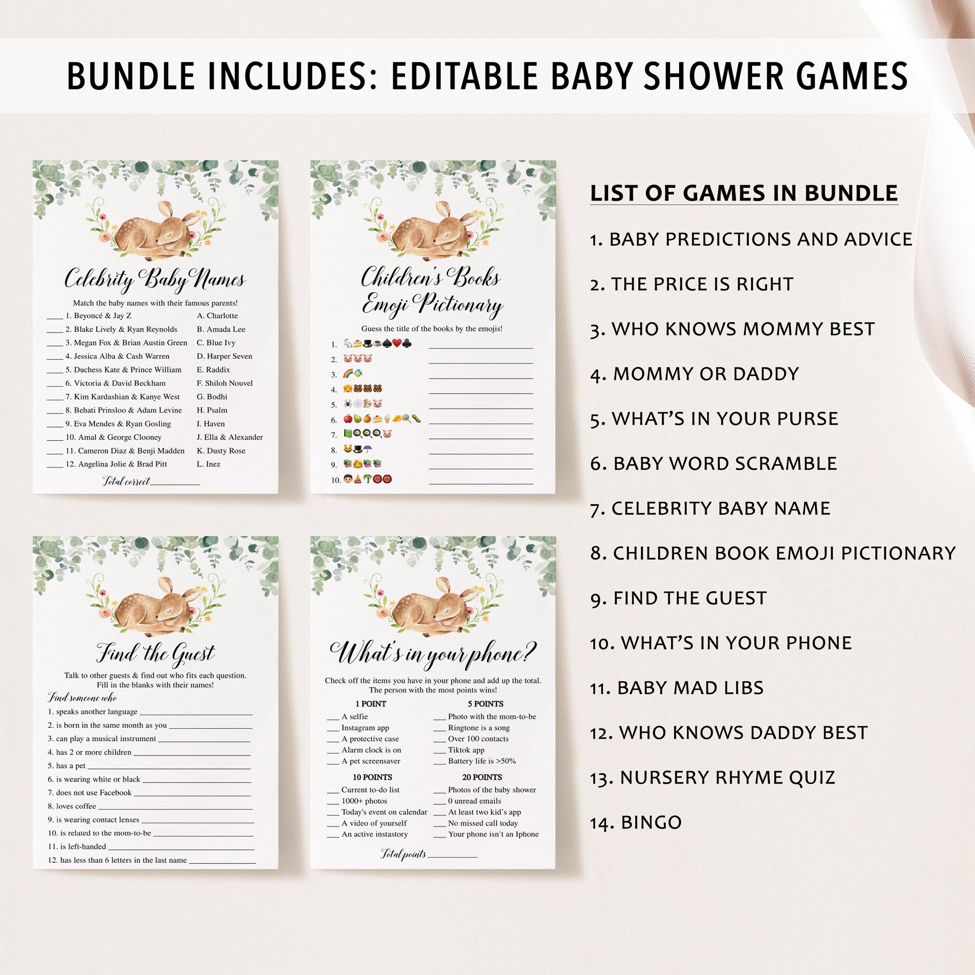 14 Deer Baby Shower Games