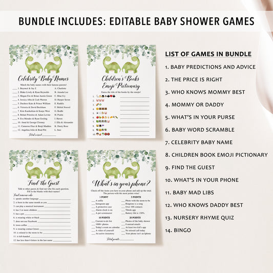 14 Twin Dinosaurs Baby Shower Games