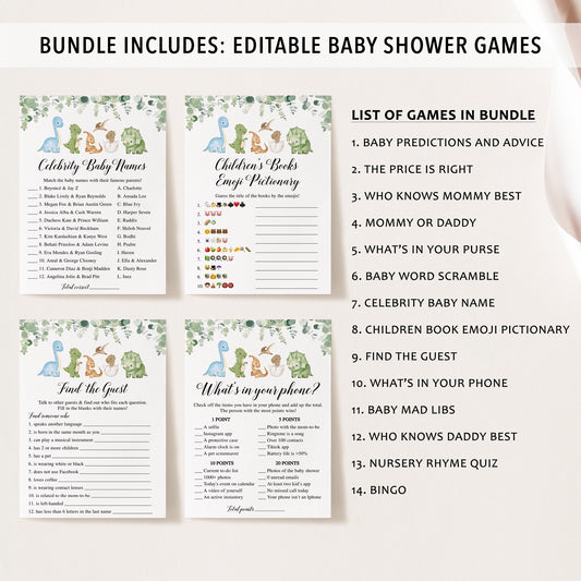 14 Cute Dinosaurs Baby Shower Games