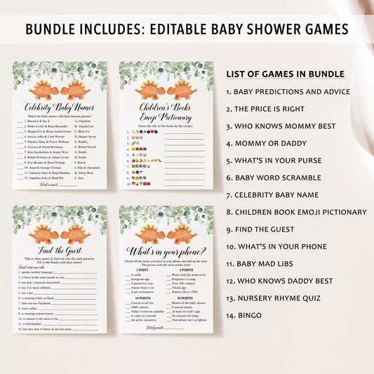 14 Twin Triceratops  Baby Shower Games