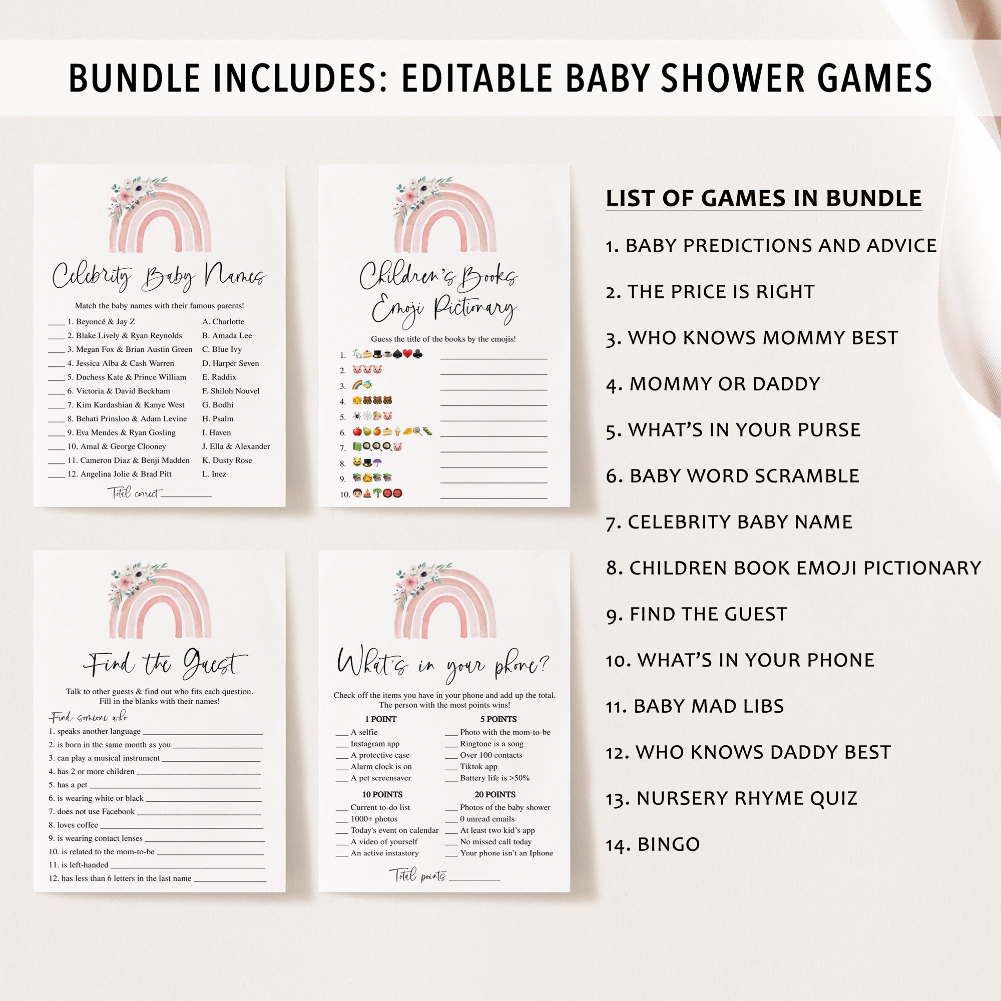 14 Rainbow Baby Shower Games