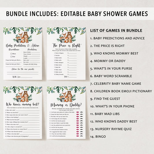 Complete Woodland Animals Baby Shower Bundle