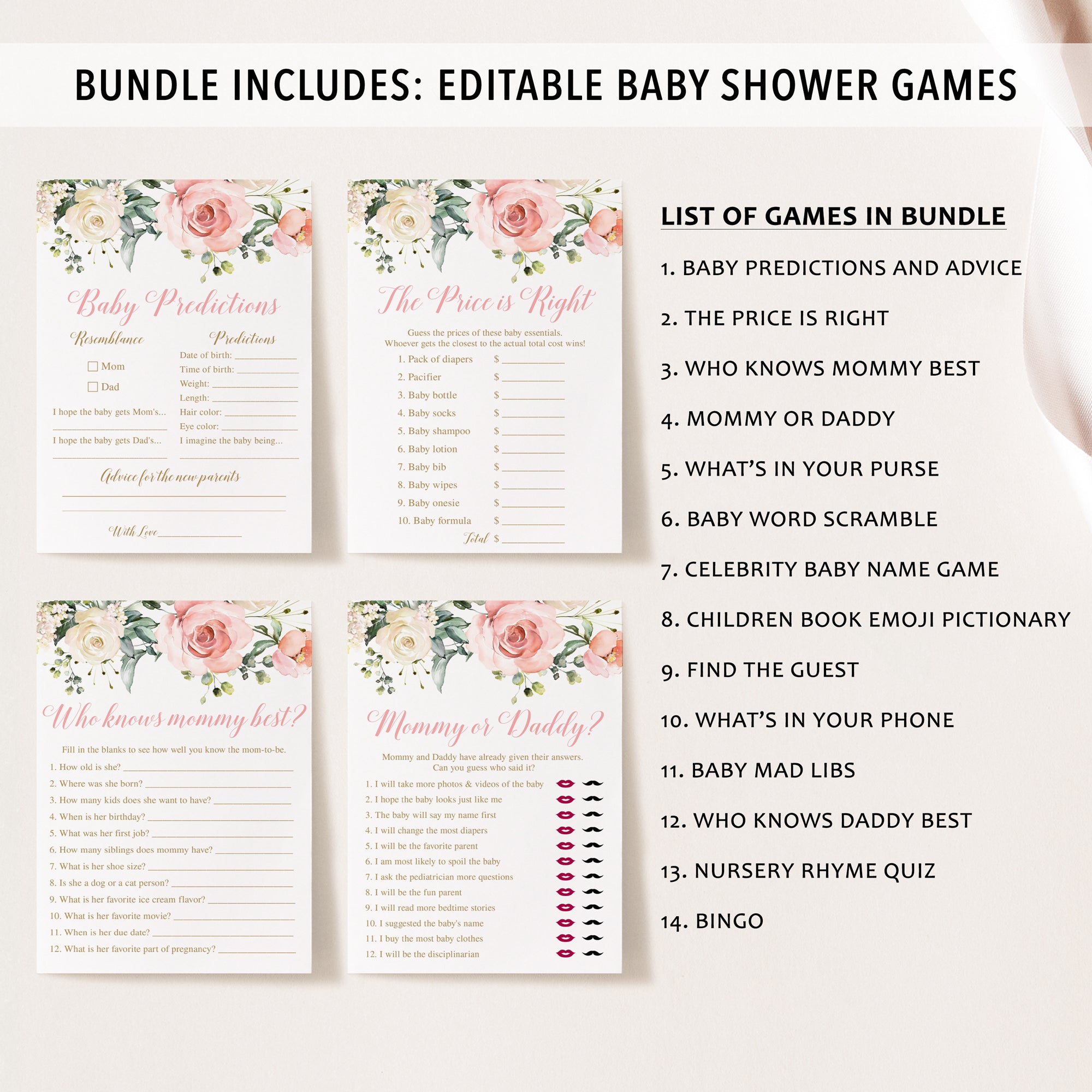 Complete Floral Baby Shower Bundle