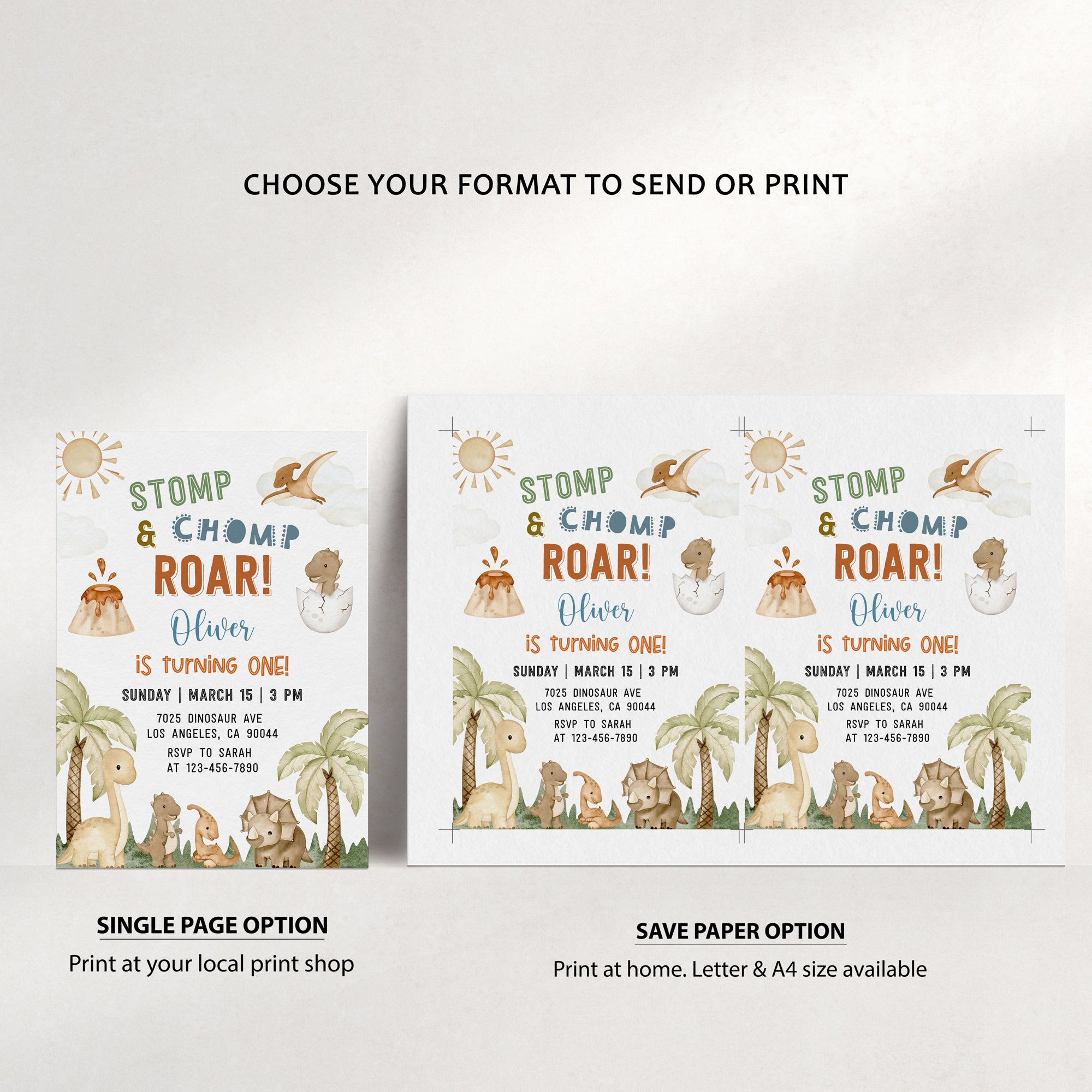 Dinosaur Birthday Invite