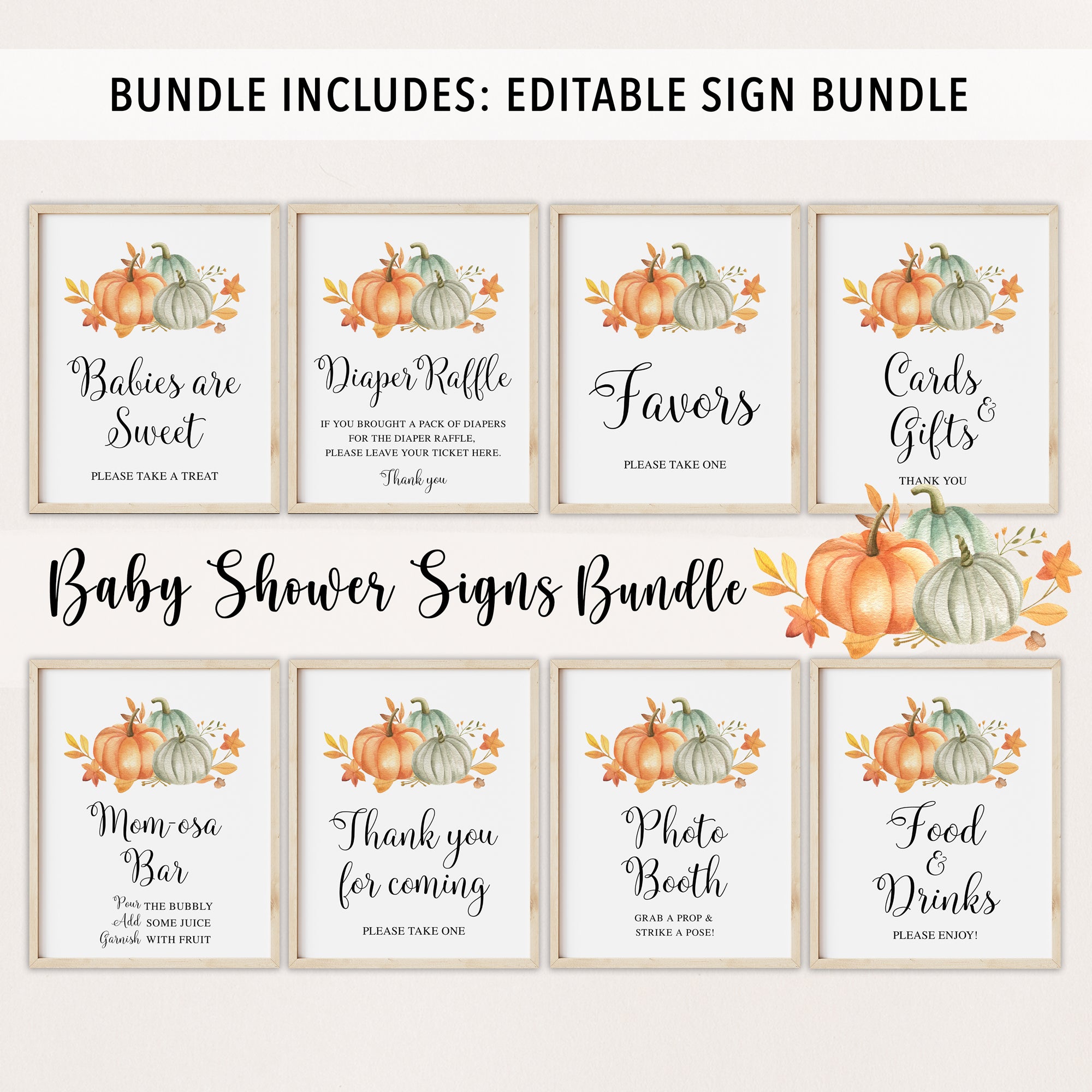 Complete Pumpkin Baby Shower Bundle