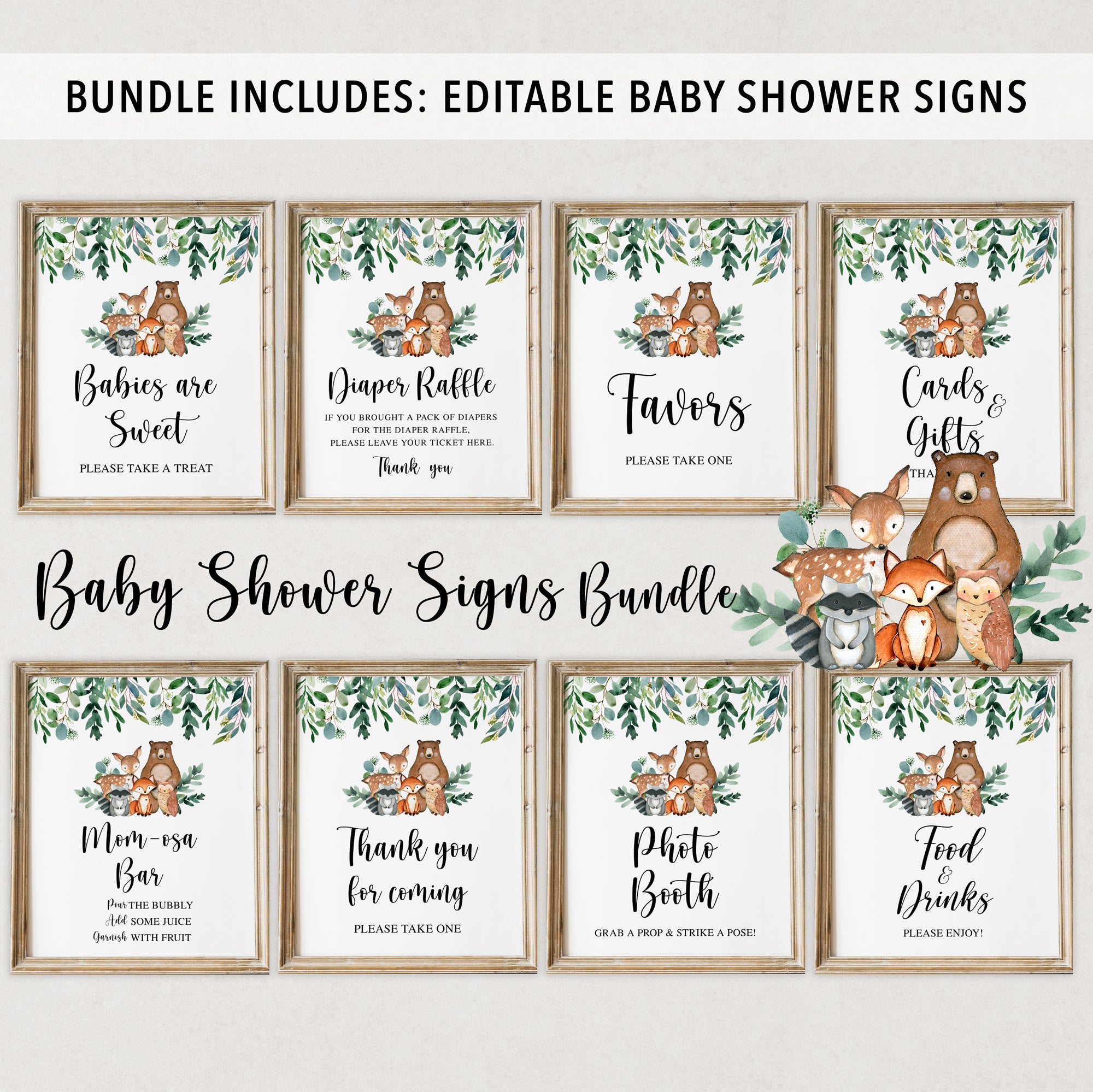 Complete Woodland Animals Baby Shower Bundle