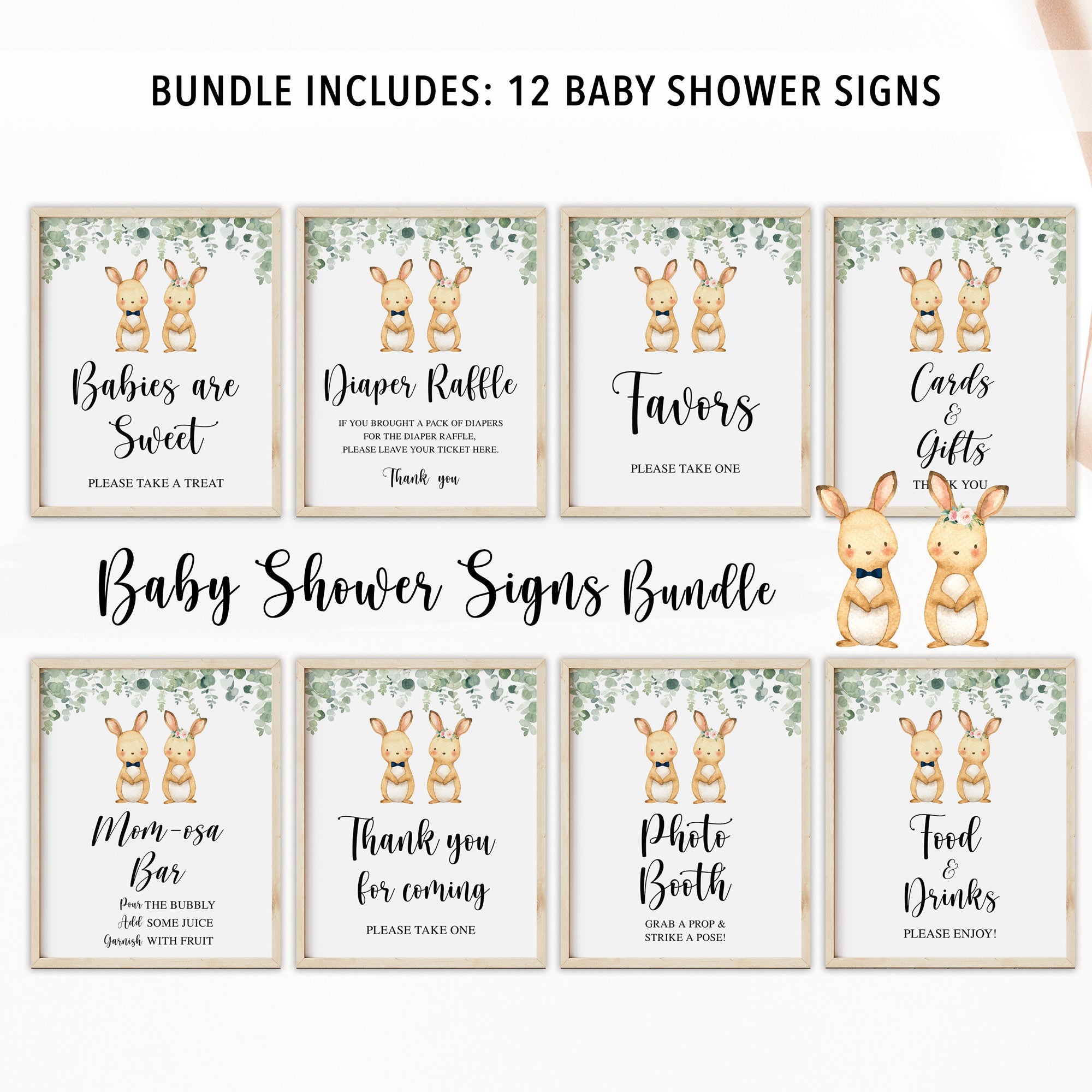 Complete Twin Bunnies Baby Shower Bundle