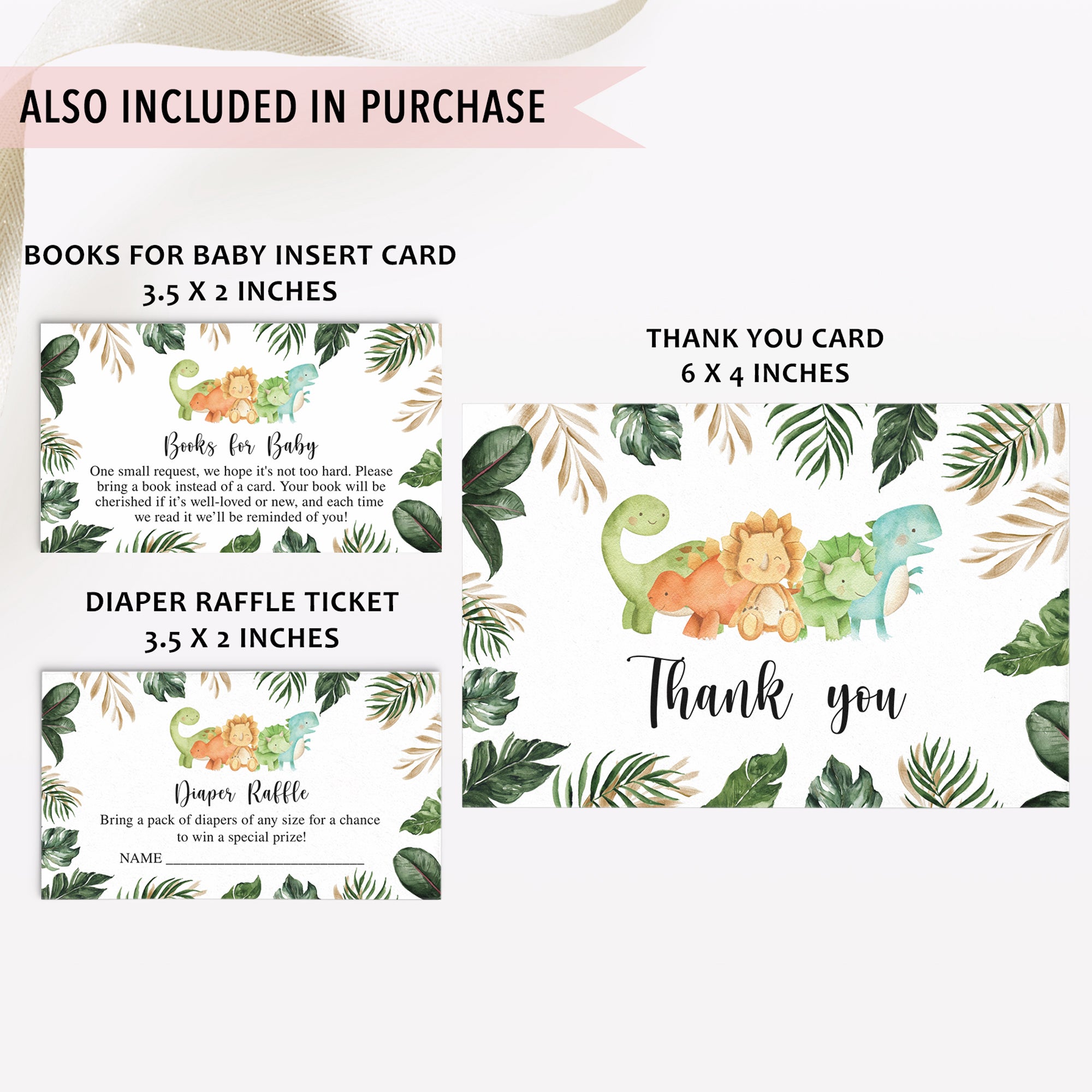 Tropical Dinosaur Baby Shower Invite & Games