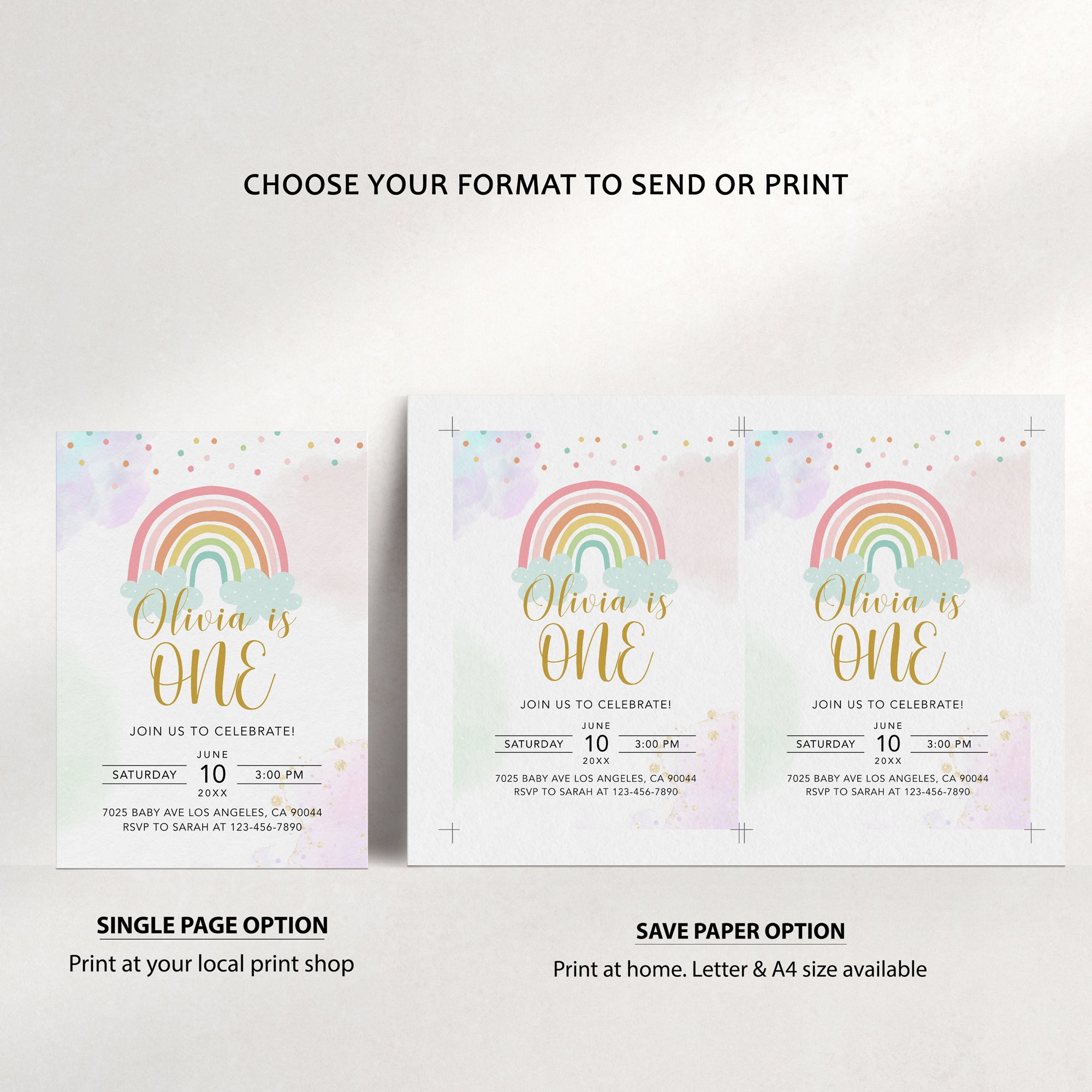 Rainbow Birthday Invite