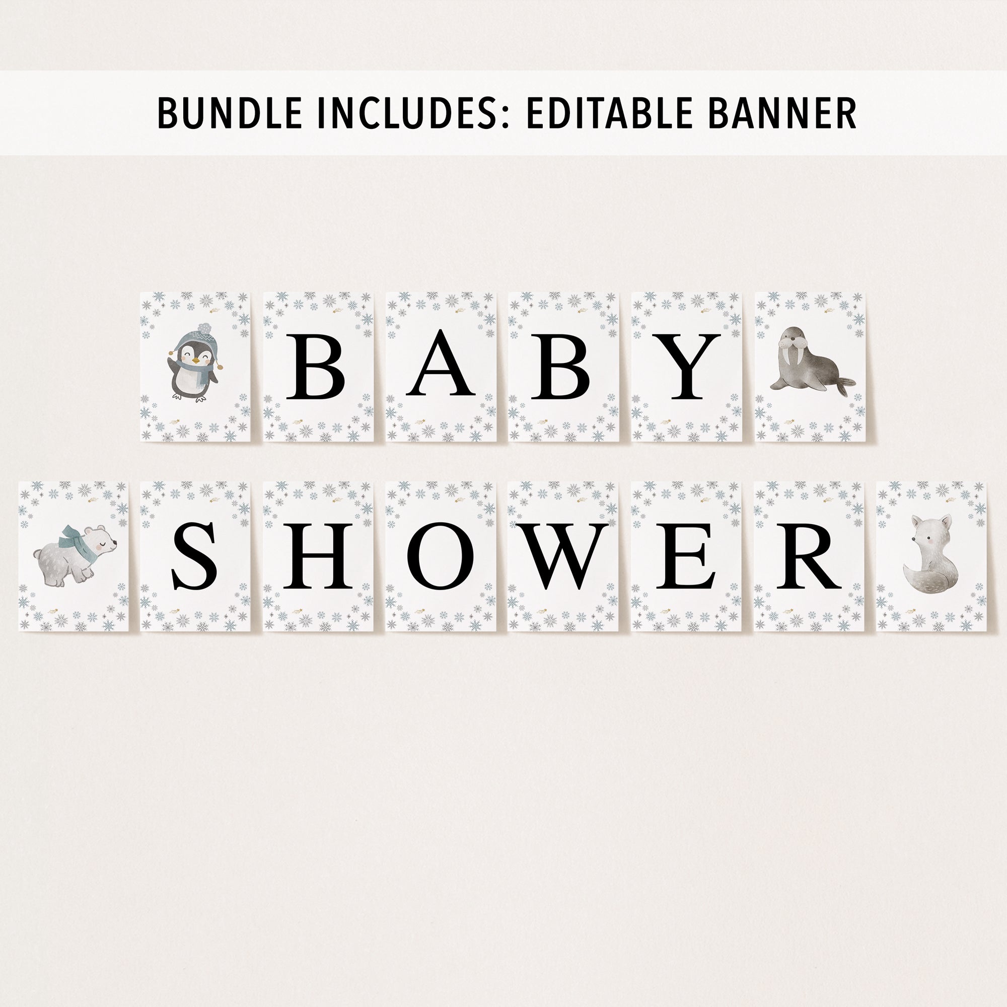 Complete Winter Animals Baby Shower Bundle