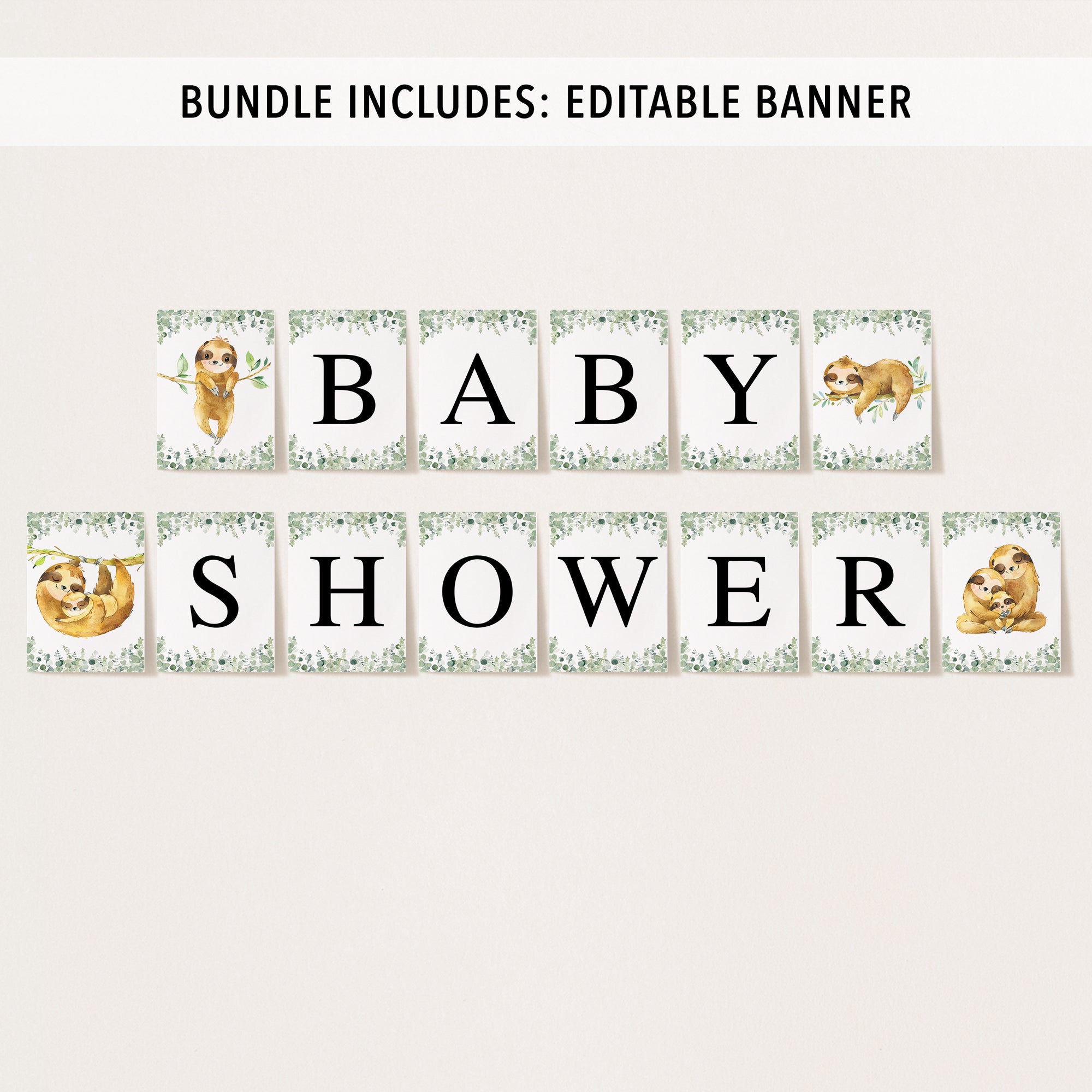 Complete Sloth Baby Shower Bundle