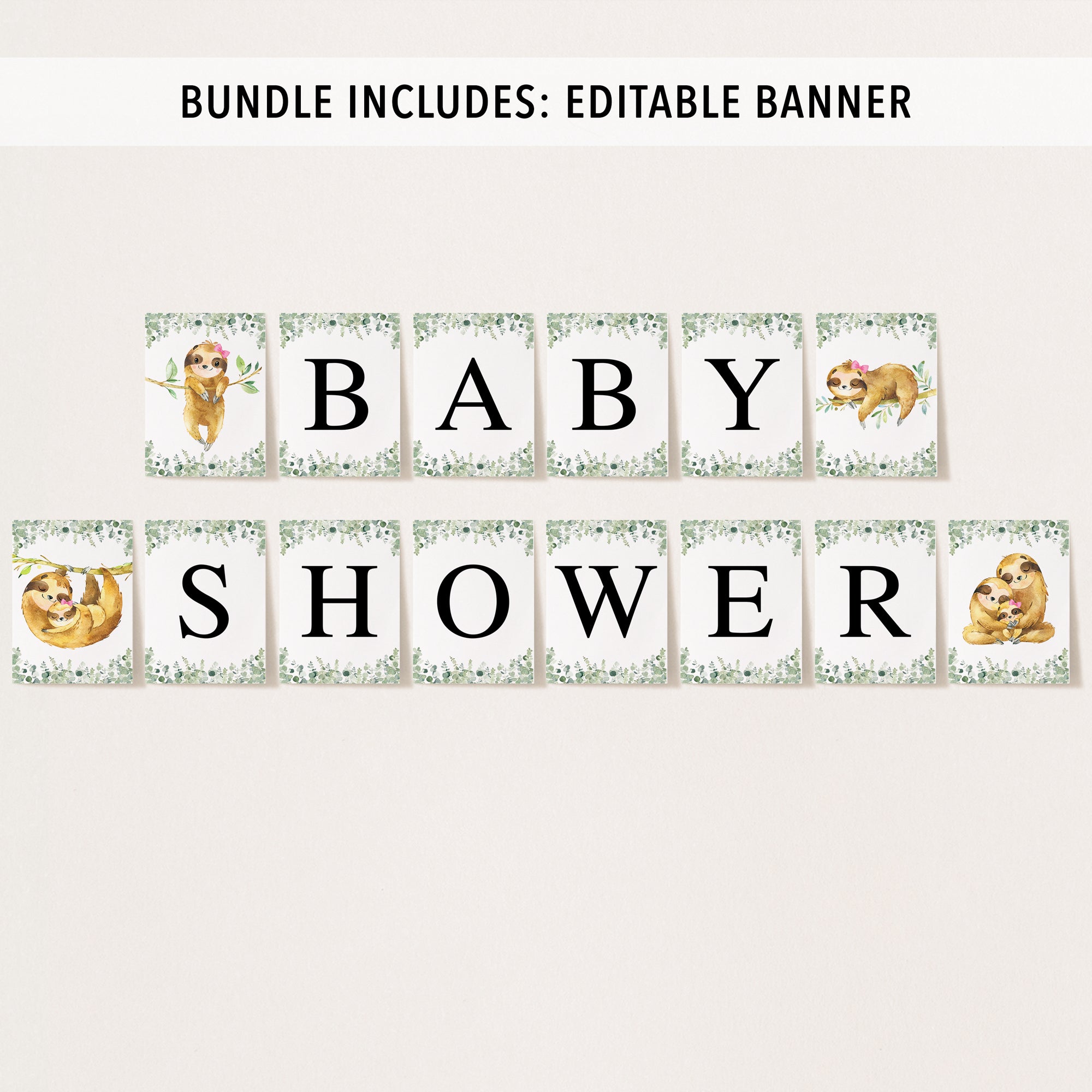 Complete Girl Sloth Baby Shower Bundle