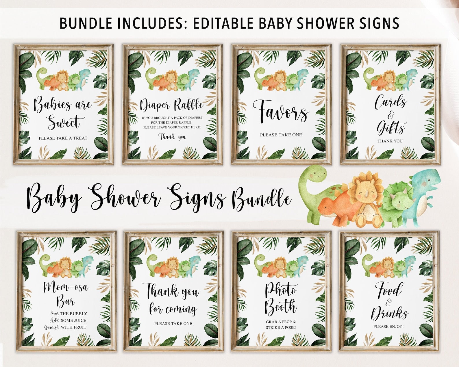 Complete Jungle Dinosaur Baby Shower Bundle