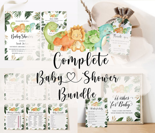 Complete Jungle Dinosaur Baby Shower Bundle