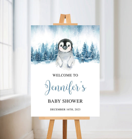 Penguin Baby Shower Welcome Sign