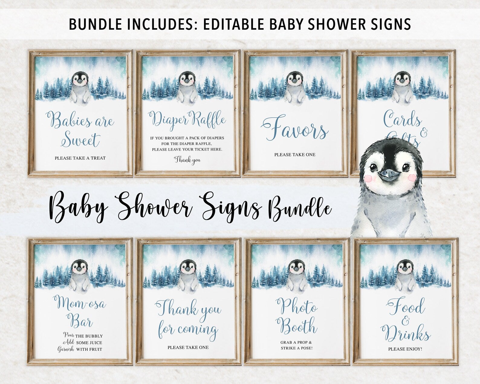 Complete Penguin Baby Shower Bundle