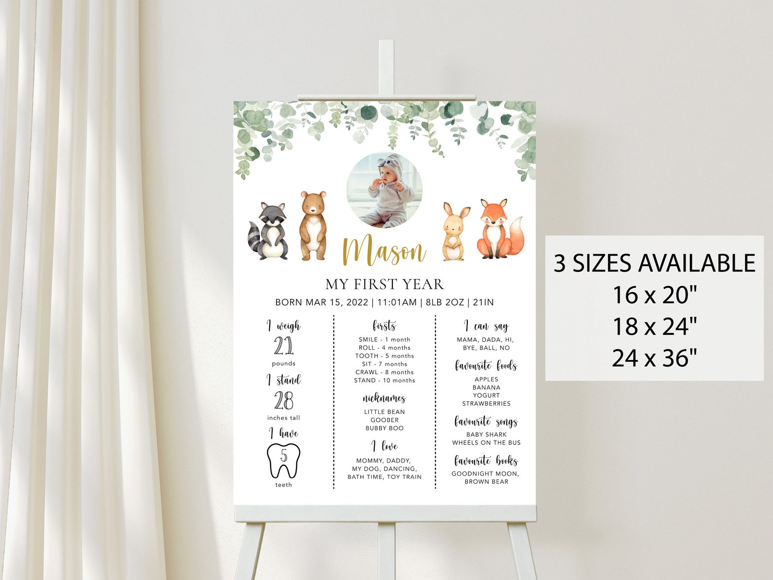 Woodland Baby Milestone Board