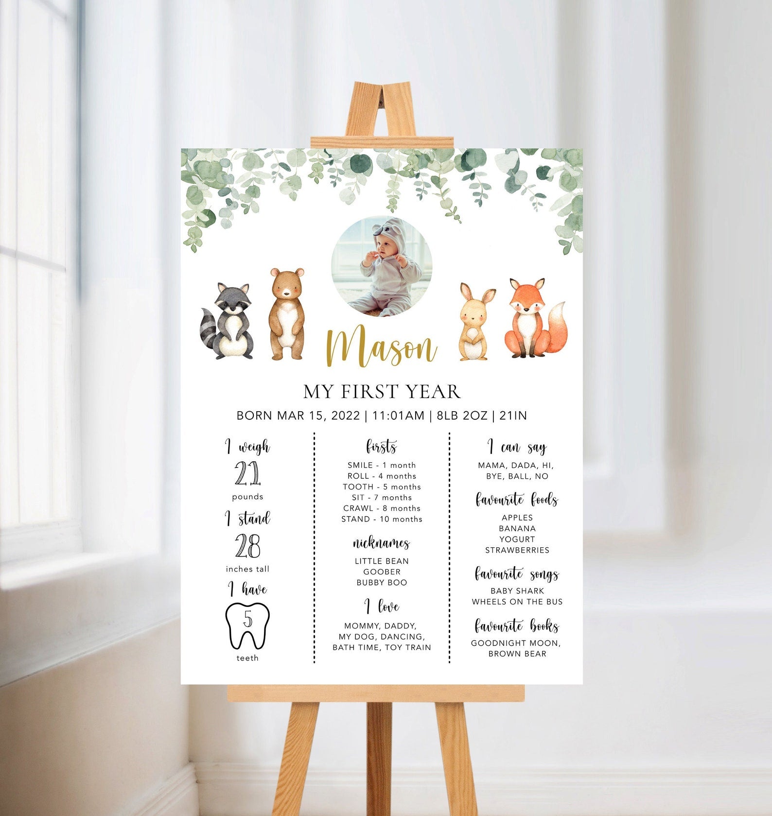 Woodland Baby Milestone Board