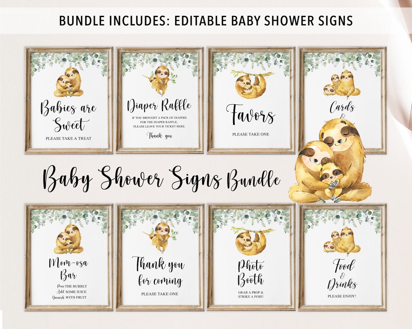 Complete Sloth Family Shower Bundle