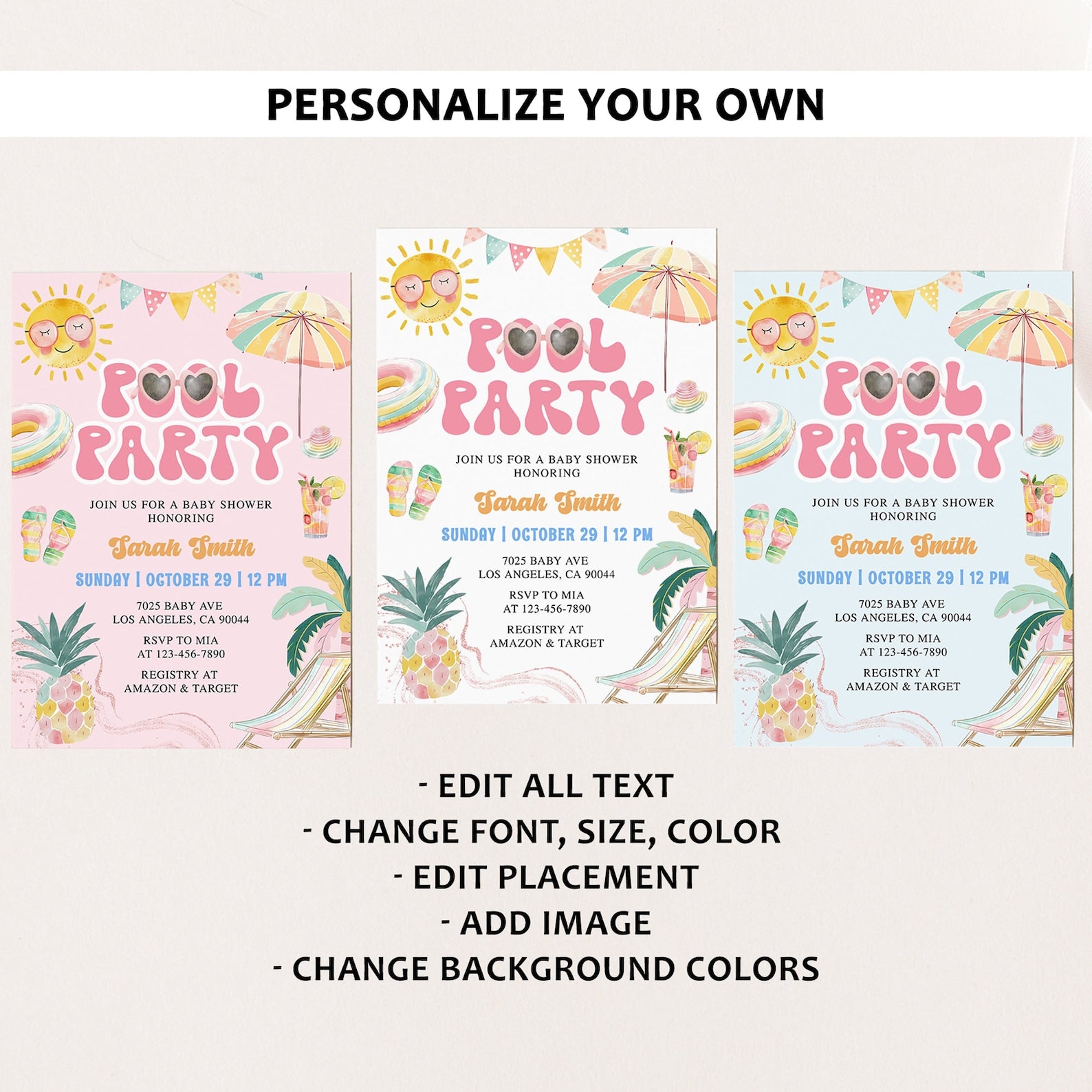 Complete Pool Party Baby Shower Bundle