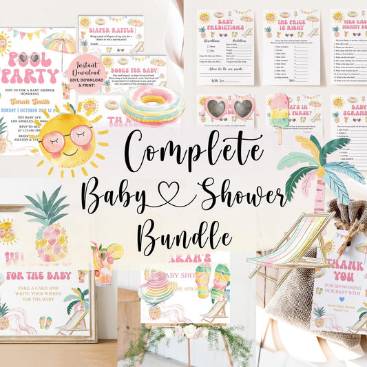 Complete Pool Party Baby Shower Bundle