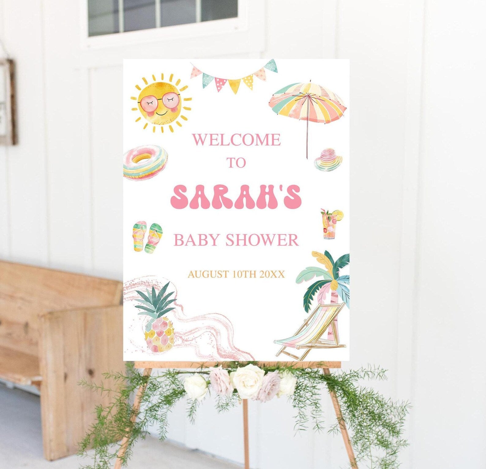 Pool Party Baby Shower Welcome Sign