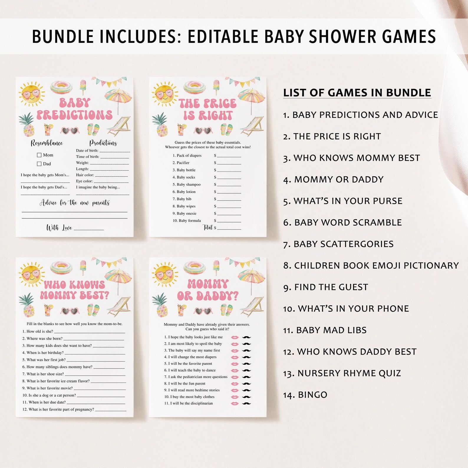Complete Pool Party Baby Shower Bundle