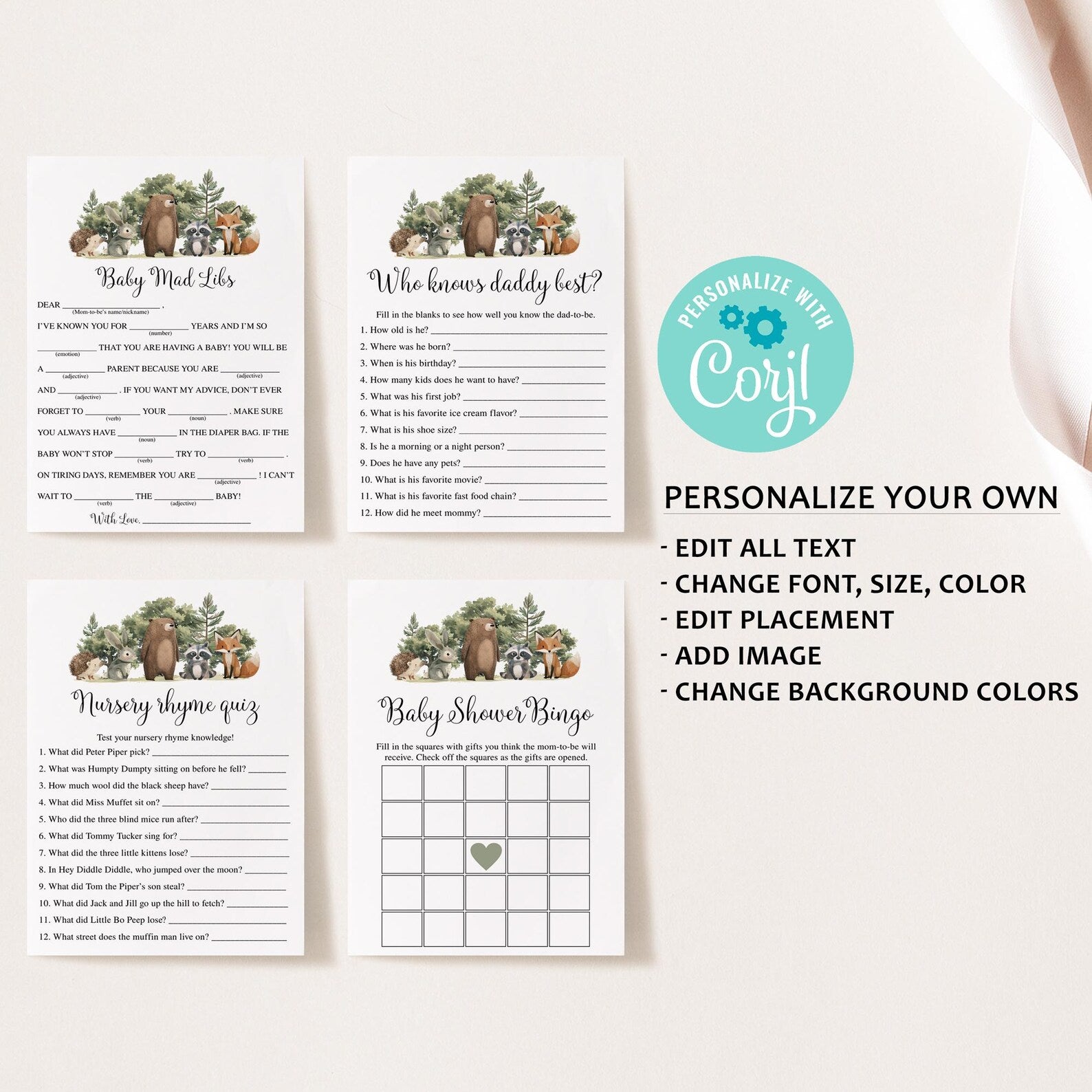 14 Woodland Animals Baby Shower Games