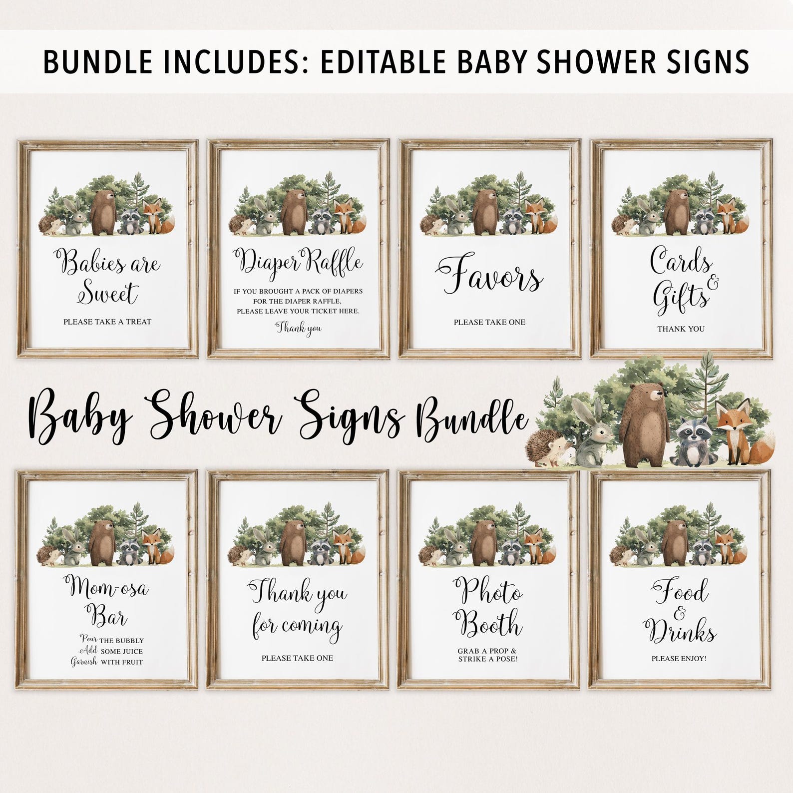 Complete Woodland Animals Baby Shower Bundle