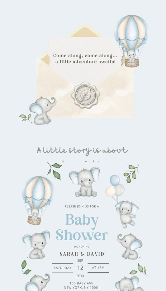 Baby Elephant Baby Shower Invitation Website